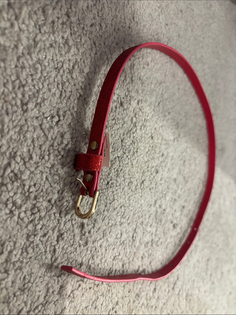 Slim red girls sparkle Belt with Gold Buckle